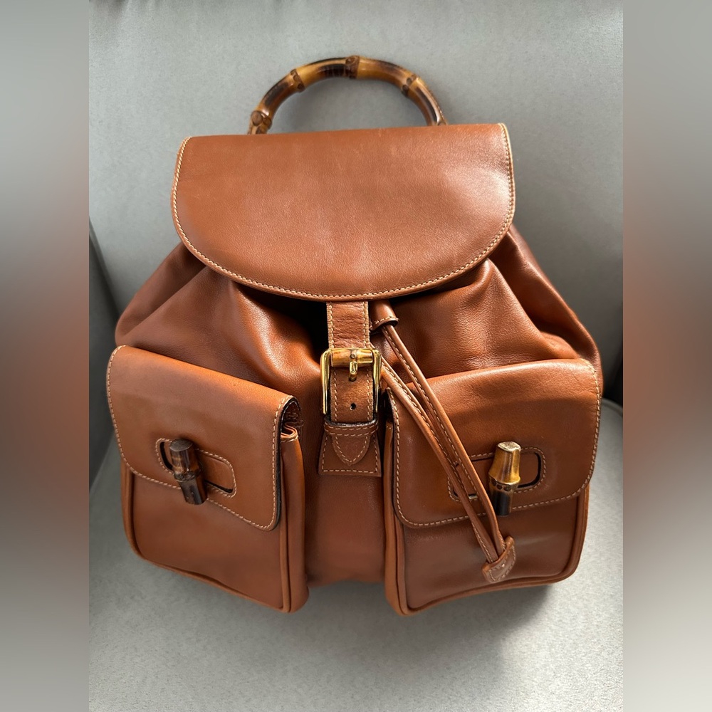 Gucci Bamboo Brown Leather Backpack